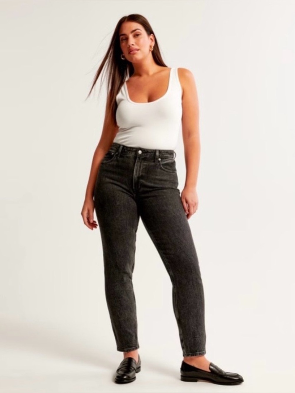 Abercrombie and Fitch high rise curve love mom jeans black wash size 27